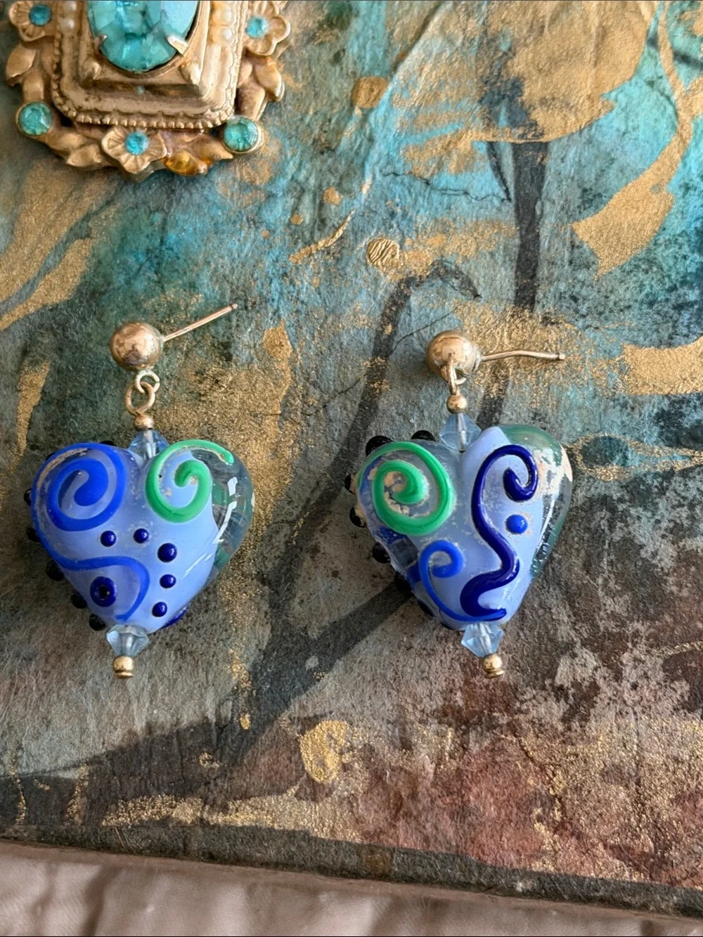 Hearts pierced earrings blown glass